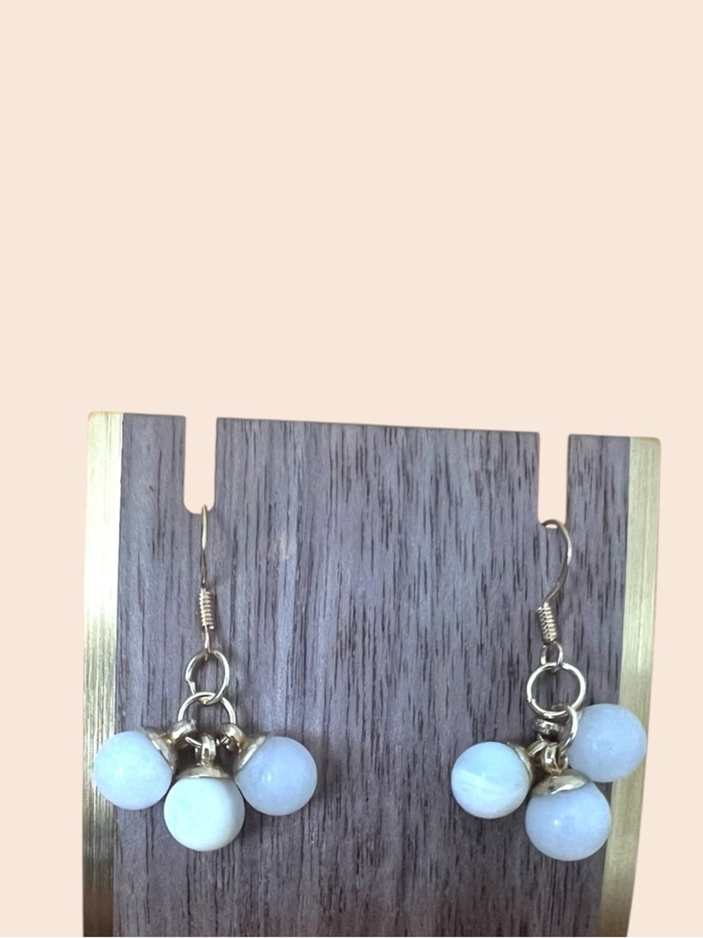 14KG Plated moonstone Bead Cluster Drop Earrings
